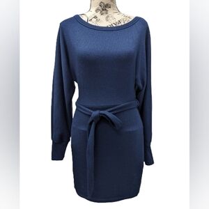 ReVamped navy dolman sleeves belted mini dress